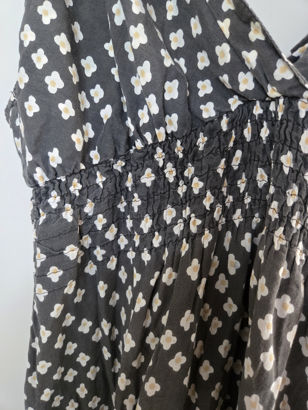 Lan Z vintage floral-print midi sundress, smocked waist and v-neck, 100% cotton - Picture 7 of 7
